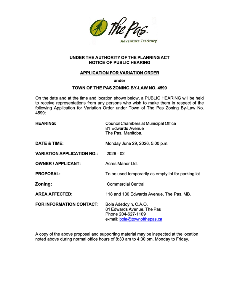 Notice of Public Hearing