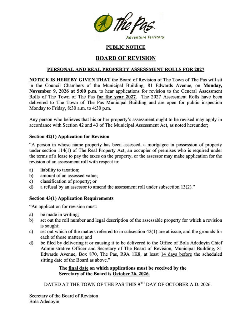 Board of Revision - Property Assessment 2027